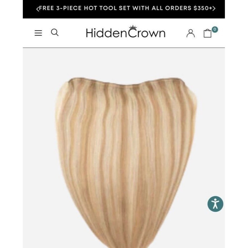 Hidden crown hair extensions NEW V CLIP VOLUMINIZER 12” #2412 warm blonde